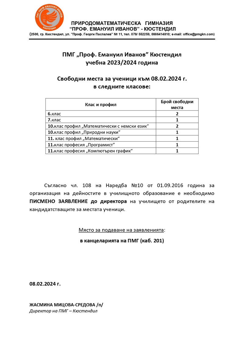 svobodni mesta 08.02.24
